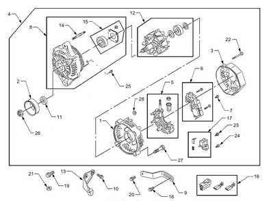Alternator Diagram and Parts List for 7304 54AD741100-54AT741100-54BD741100-54BT741100 Cub Cadet Lawn Tractor